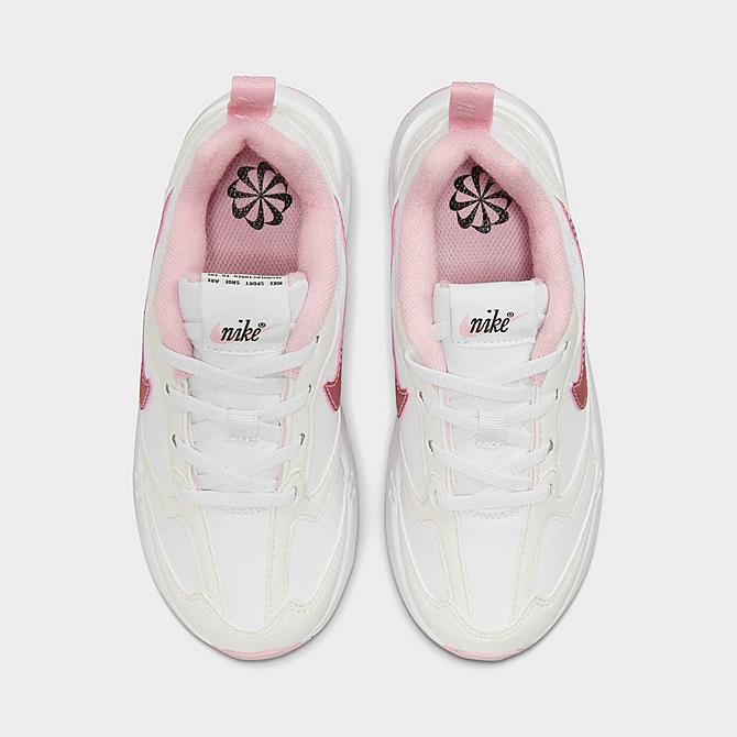 Back view of Little Kids' Nike Air Max Dawn Casual Shoes in White/Pink Glaze/Summit White/Black Click to zoom