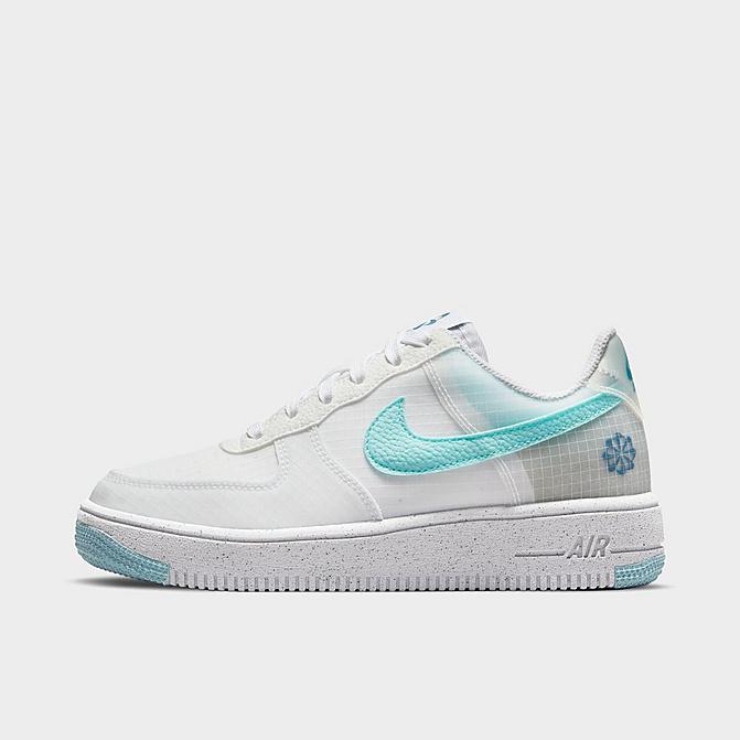 Right view of Big Kids' Nike Air Force 1 Crater Casual Shoes in White/Copa/Riftblue/Volt Click to zoom