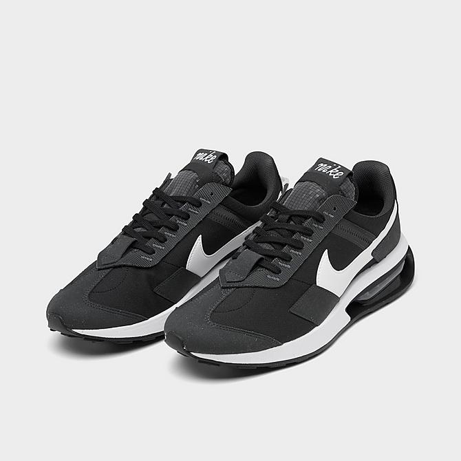 Three Quarter view of Men's Nike Air Max Pre-Day Casual Shoes in Black/White/Anthracite Click to zoom