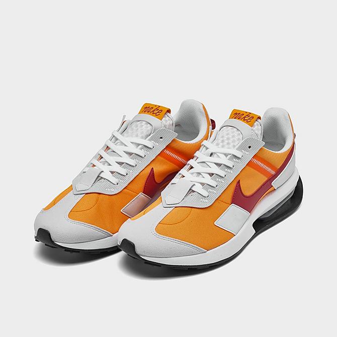 Three Quarter view of Men's Nike Air Max Pre-Day Casual Shoes in Kumquat/Pomegranate/Photon Dust/White Click to zoom