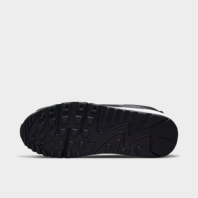 Bottom view of Women's Nike Air Max 90 Casual Shoes in Black/Summit White/Black Click to zoom