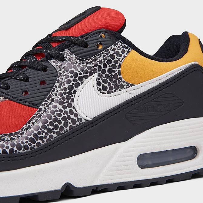 Front view of Women's Nike Air Max 90 SE Casual Shoes in Black/Phantom/Chile Red/Pollen Click to zoom
