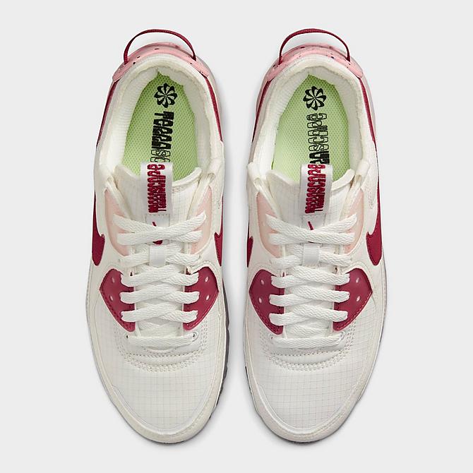 Back view of Women's Nike Air Max Terrascape 90 Casual Shoes in Summit White/Pomegranate/Pink Glaze Click to zoom