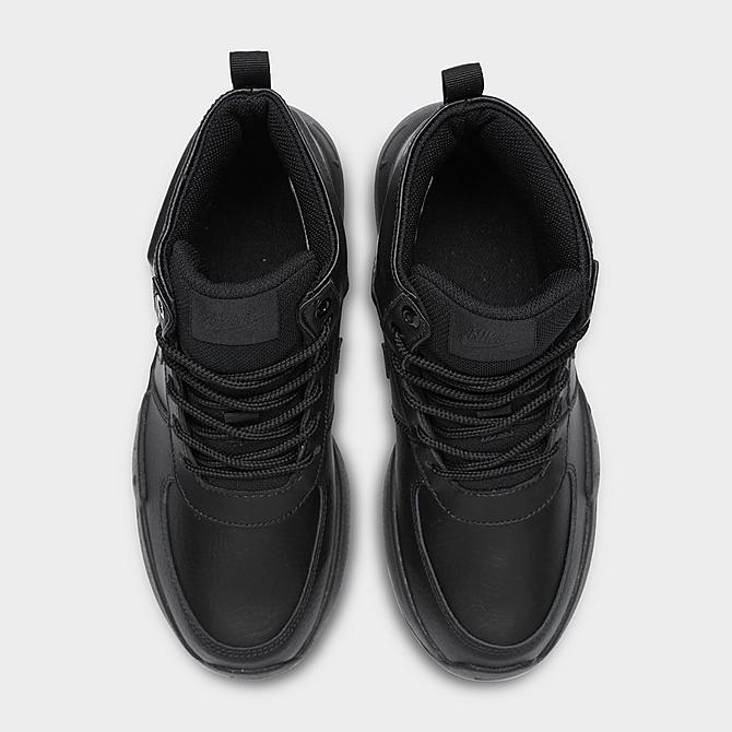 Back view of Big Kids’ Nike Air Max Goaterra 2.0 All-Weather Casual Boots in Black/Black Click to zoom