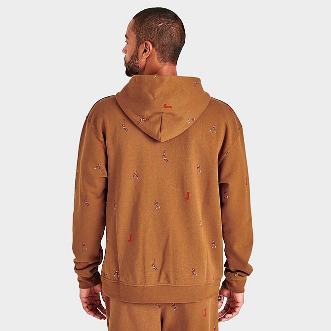 Back Right view of Men's Jordan Essentials Fleece Pullover Hoodie in Desert Bronze Click to zoom