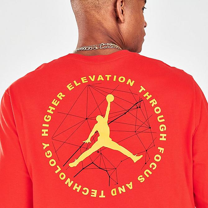 On Model 6 view of Men's Jordan Mountainside Long-Sleeve T-Shirt in Chile Red/Pollen Click to zoom