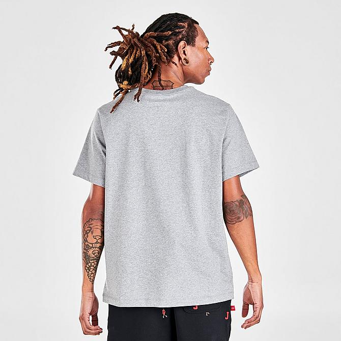 Back Right view of Men's Jordan Holiday Short-Sleeve T-Shirt in Carbon Heather/Black Click to zoom