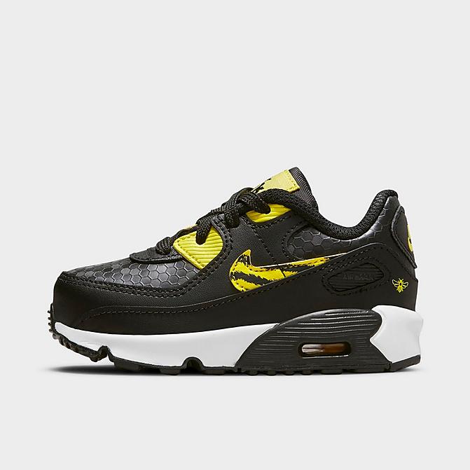 Right view of Boys' Toddler Nike Air Max SE Casual Shoes in Black/Opti Yellow/University Gold Click to zoom