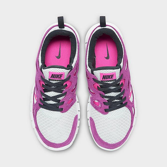 Back view of Girls' Big Kids' Nike Free Run 2 Running Shoes in Pure Platinum/Sangria/Pink Prime/Black Click to zoom