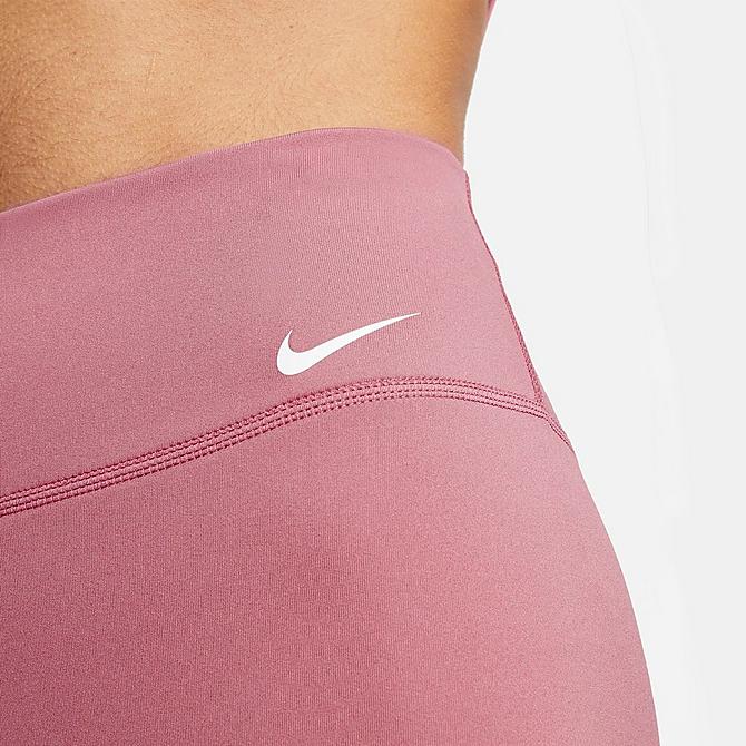 Back Right view of Women's Nike One Mid-Rise 7 Inch Bike Shorts in Valerian Blue/White Click to zoom