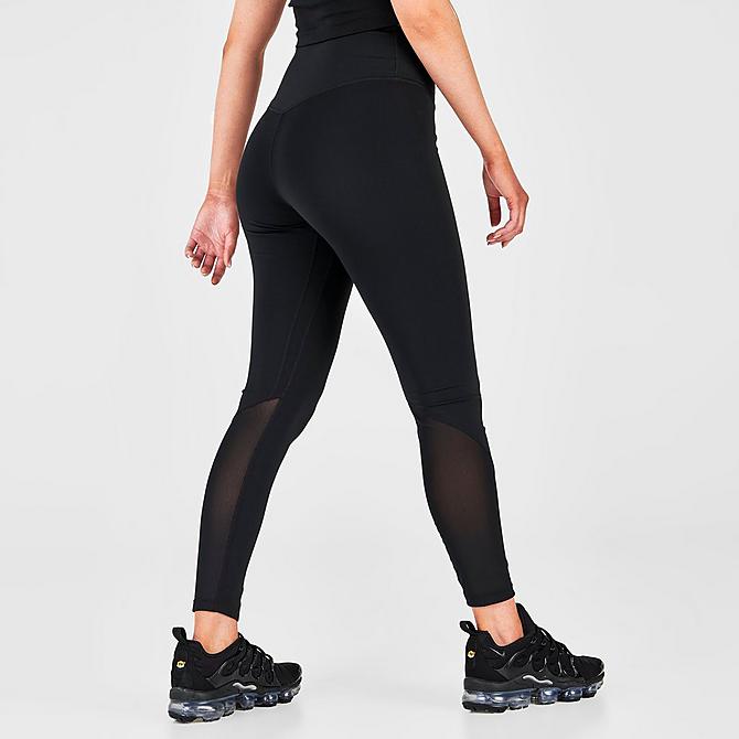 Back Right view of Women's Nike One Dri-FIT Mid-Rise Cropped Leggings in Black/White Click to zoom