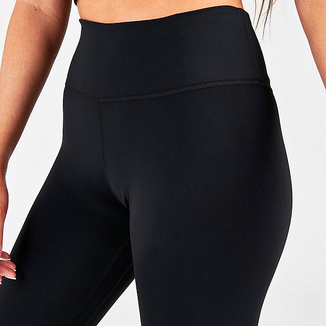 On Model 5 view of Women's Nike One Dri-FIT Mid-Rise Cropped Leggings in Black/White Click to zoom
