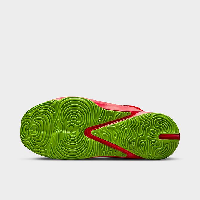 Bottom view of Little Kids’ Nike Freak 3 SE Basketball Shoes in University Red/Black/White/Green Apple Click to zoom
