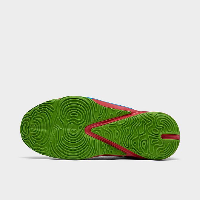 Bottom view of Big Kids' Nike Freak 3 SE Basketball Shoes in University Red/Black/White/Green Apple Click to zoom