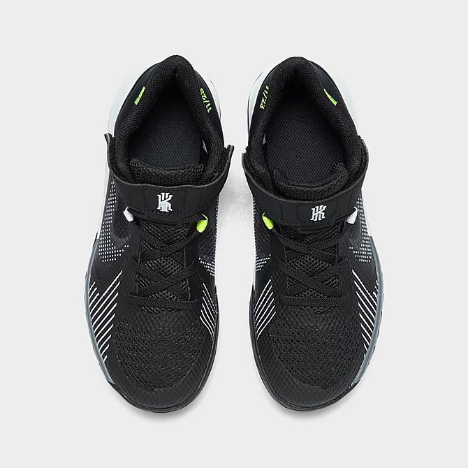 Back view of Little Kids' Nike Kyrie Flytrap 5 Basketball Shoes in Black/White/Anthracite/Cool Grey/Volt Click to zoom