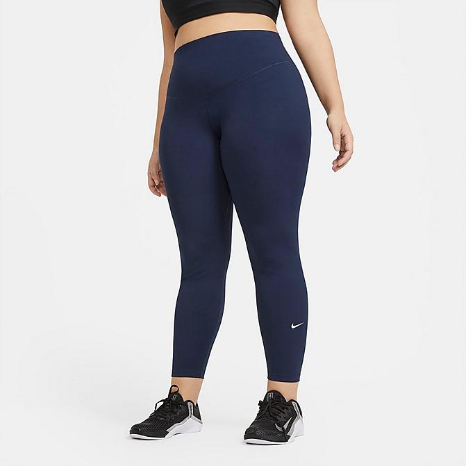 Front view of Women's Nike Dri-FIT One Training Tights (Plus Size) in Obsidian/White Click to zoom