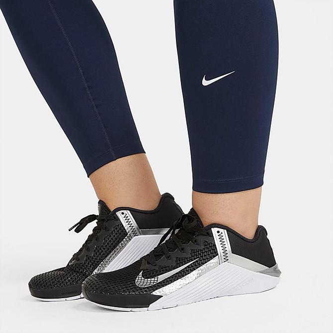 Back Right view of Women's Nike Dri-FIT One Training Tights (Plus Size) in Obsidian/White Click to zoom
