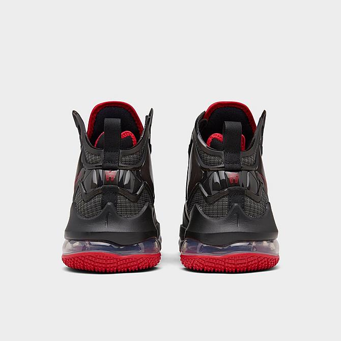 Left view of Big Kids' Nike LeBron 19 Basketball Shoes in Black/Black/University Red Click to zoom
