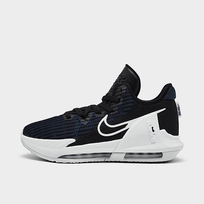 Right view of Boys' Big Kids' Nike LeBron Witness 6 Basketball Shoes in Black/Dark Obsidian/White Click to zoom