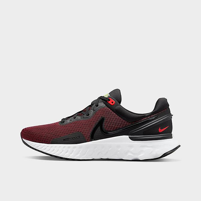 Right view of Men's Nike React Miler 3 Running Shoes in Black/Siren Red/Volt/White Click to zoom