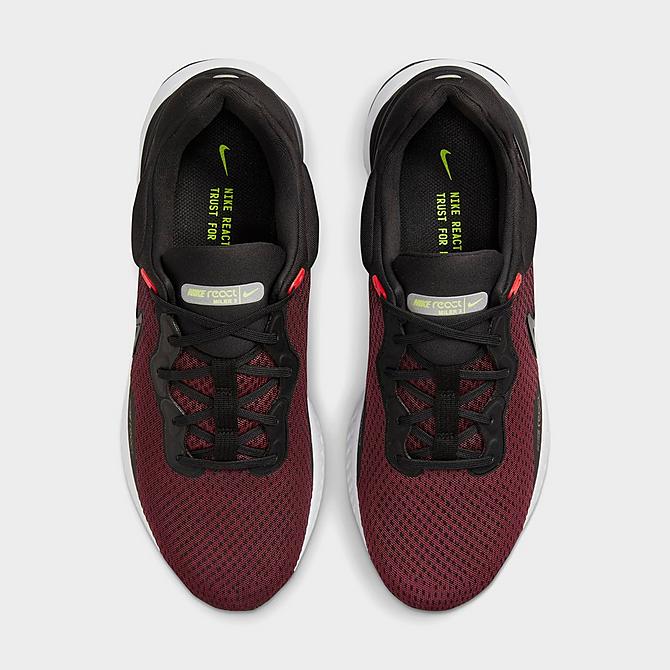 Back view of Men's Nike React Miler 3 Running Shoes in Black/Siren Red/Volt/White Click to zoom