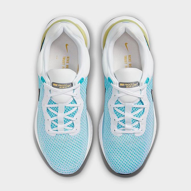 Back view of Men's Nike React Miler 3 Running Shoes in White/Black/Chlorine Blue/Vivid Sulfur Click to zoom