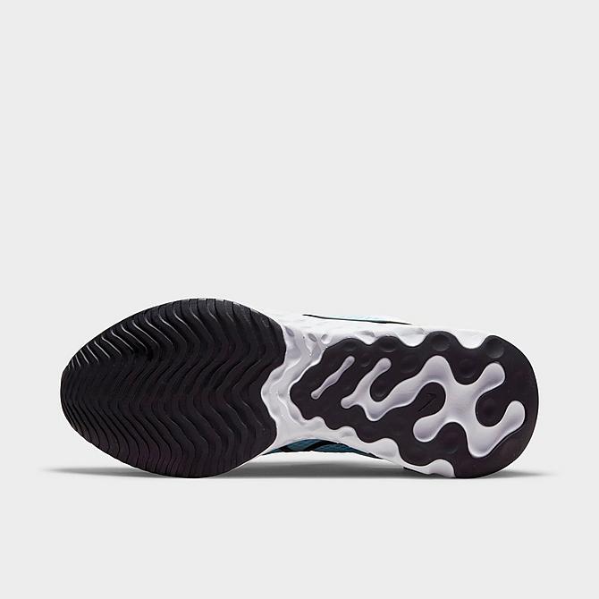 Bottom view of Men's Nike React Miler 3 Running Shoes in White/Black/Chlorine Blue/Vivid Sulfur Click to zoom