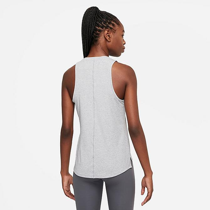 Front Three Quarter view of Women's Nike Dri-FIT One Luxe Standard-Fit Tank in Particle Grey/Heather Click to zoom