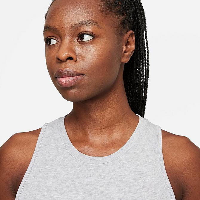 Back Right view of Women's Nike Dri-FIT One Luxe Standard-Fit Tank in Particle Grey/Heather Click to zoom