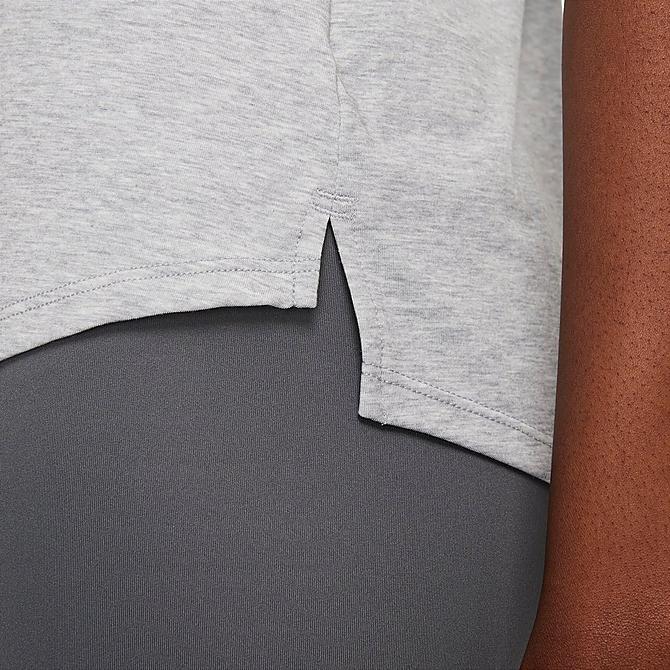 On Model 5 view of Women's Nike Dri-FIT One Luxe Standard-Fit Tank in Particle Grey/Heather Click to zoom