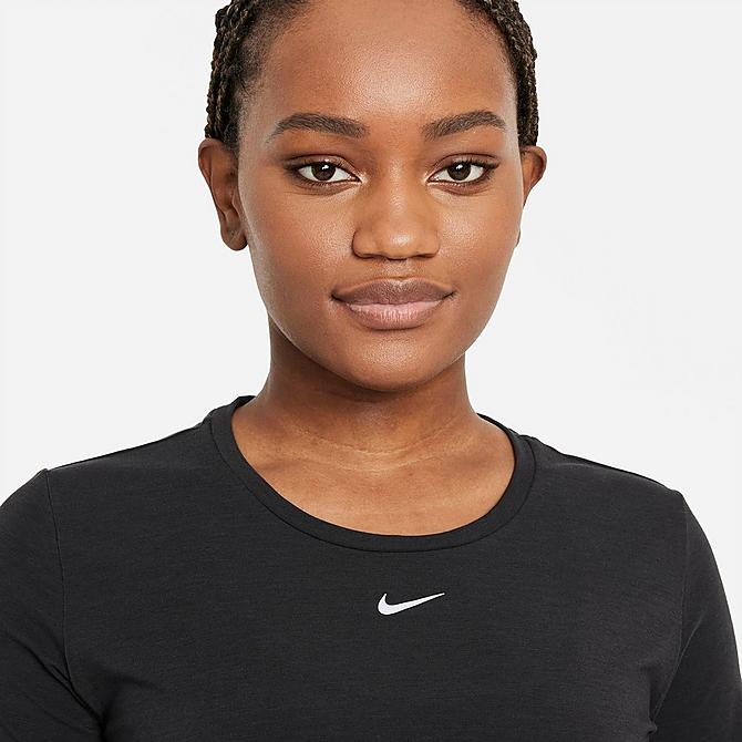 Back Right view of Women's Nike Dri-FIT One Luxe Short-Sleeve Training Top in Black Click to zoom