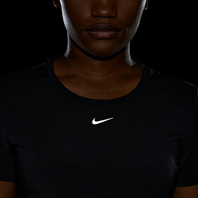 On Model 6 view of Women's Nike Dri-FIT One Luxe Short-Sleeve Training Top in Black Click to zoom