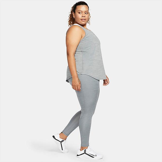 Back Left view of Women's Nike Pro 365 Leggings (Plus Size) in Smoke Grey/Heather/Black/White Click to zoom