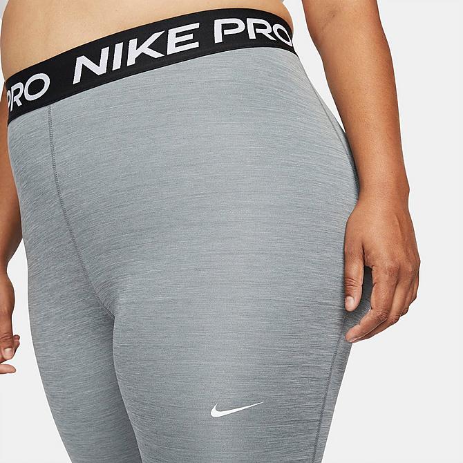 Back Right view of Women's Nike Pro 365 Leggings (Plus Size) in Smoke Grey/Heather/Black/White Click to zoom