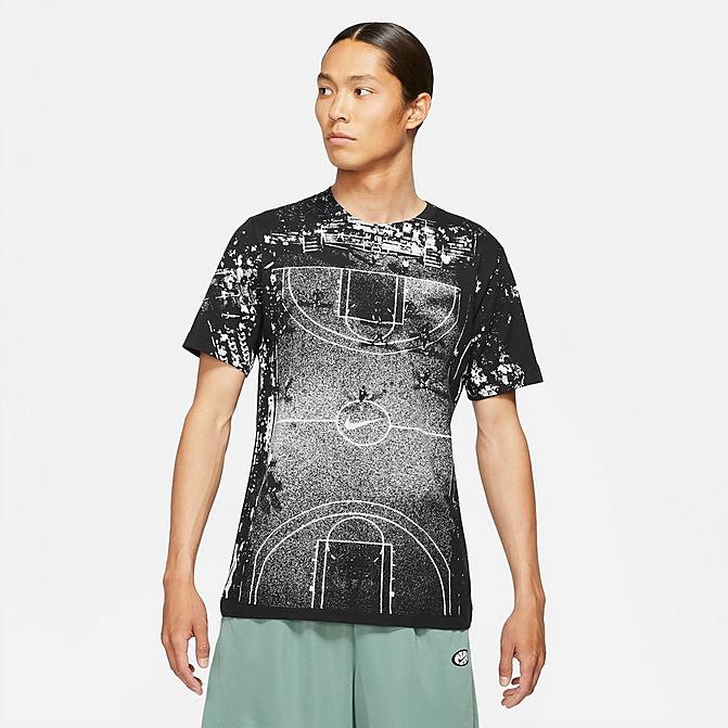 Front view of Men's Nike "NY vs. NY" Basketball T-Shirt in Black Click to zoom