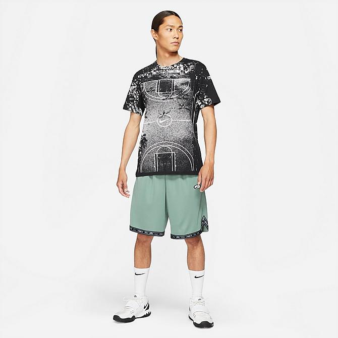 Front Three Quarter view of Men's Nike "NY vs. NY" Basketball T-Shirt in Black Click to zoom