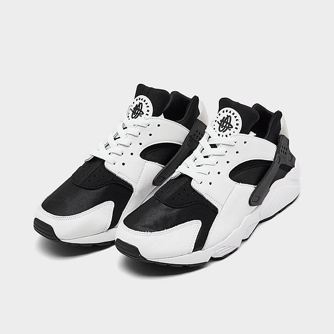Three Quarter view of Men's Nike Air Huarache Casual Shoes in Black/White/Black Click to zoom