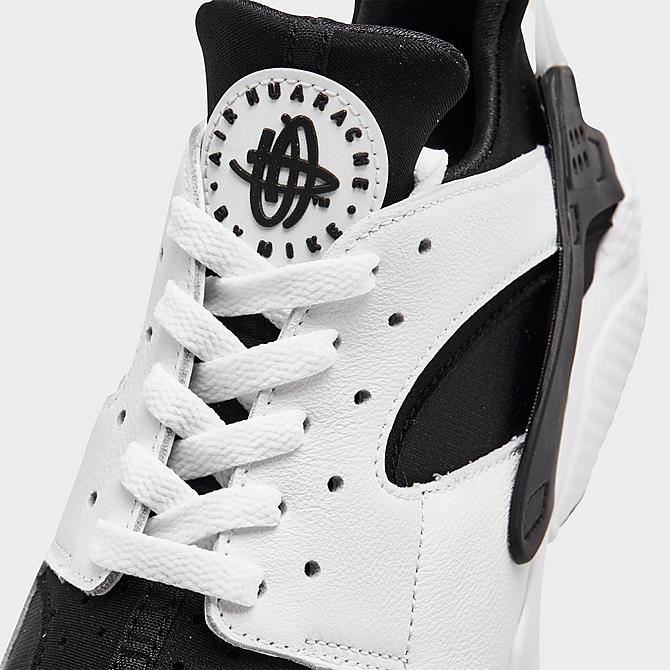 Front view of Men's Nike Air Huarache Casual Shoes in Black/White/Black Click to zoom