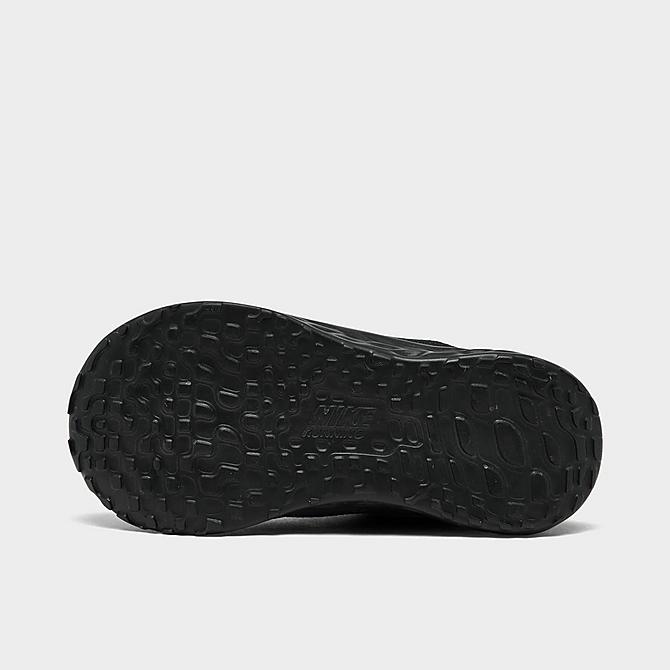 Bottom view of Kids' Toddler Nike Revolution 6 Casual Shoes in Black/Dark Smoke Grey/Black Click to zoom