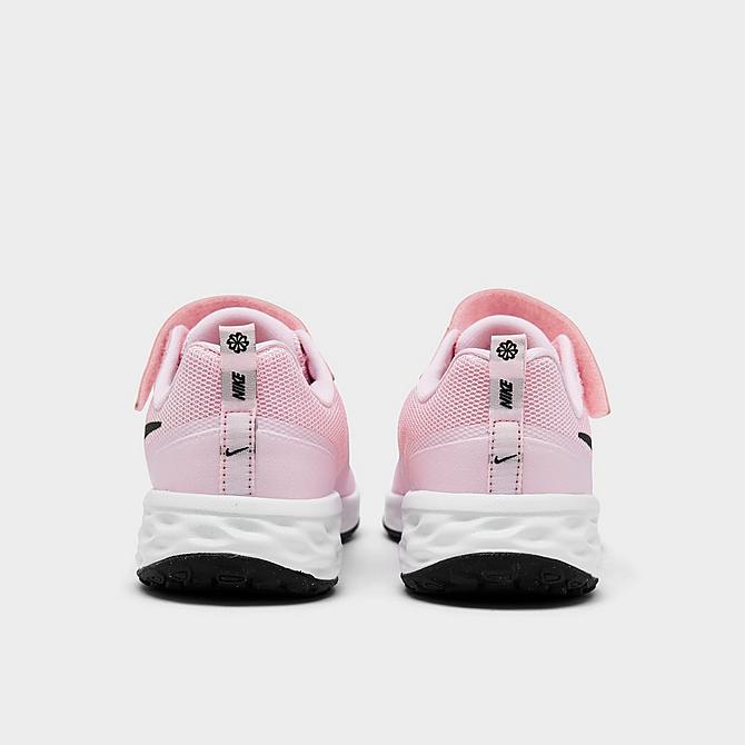 Left view of Girls' Little Kids' Nike Revolution 6 Running Shoes in Pink Foam/Black Click to zoom