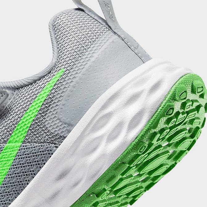 Front view of Little Kids' Nike Revolution 6 Running Shoes in Light Smoke Grey/Green Strike/Dark Smoke Grey/Chrome Click to zoom