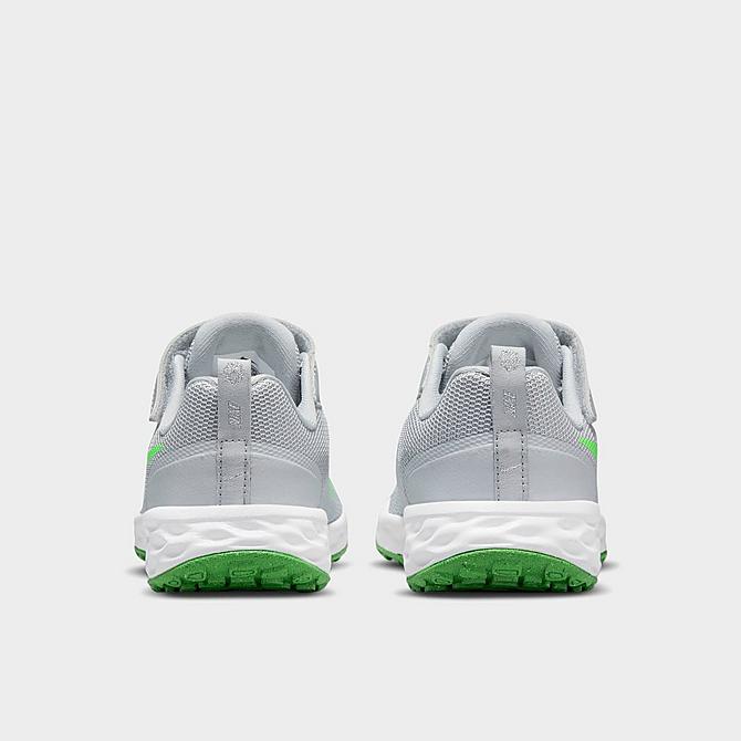 Left view of Little Kids' Nike Revolution 6 Running Shoes in Light Smoke Grey/Green Strike/Dark Smoke Grey/Chrome Click to zoom