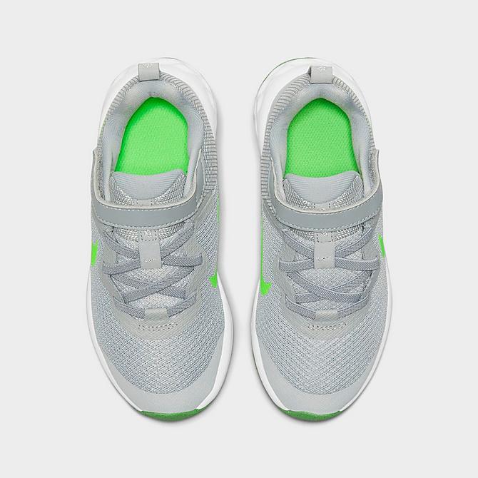 Back view of Little Kids' Nike Revolution 6 Running Shoes in Light Smoke Grey/Green Strike/Dark Smoke Grey/Chrome Click to zoom