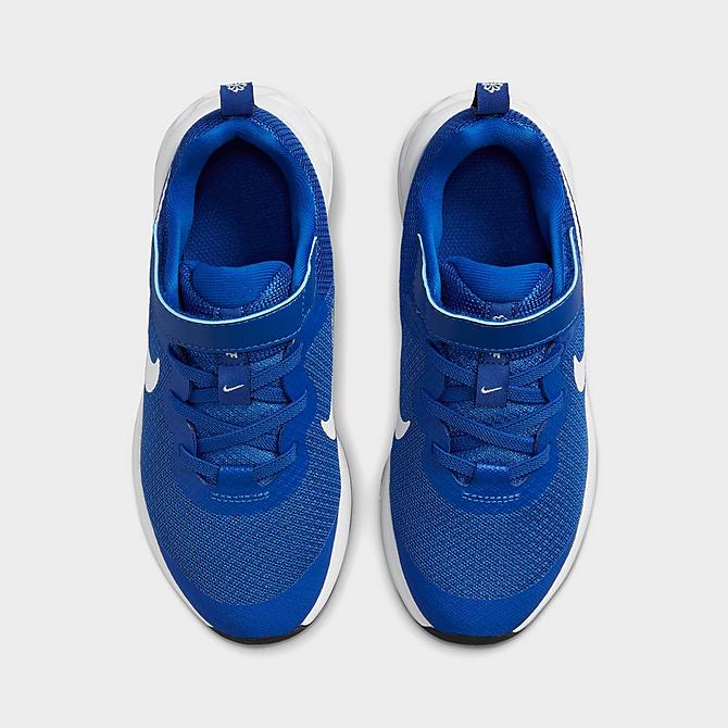 Back view of Little Kids' Nike Revolution 6 Running Shoes in Game Royal/Black/White Click to zoom