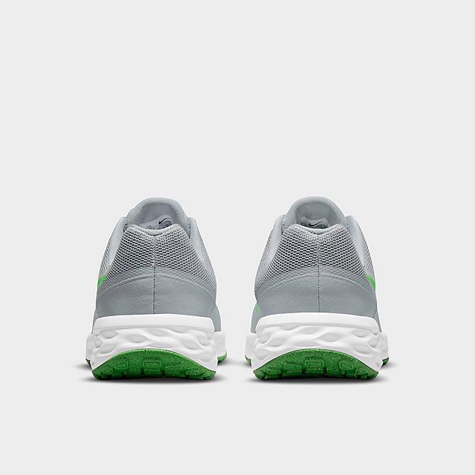 Left view of Big Kids' Nike Revolution 6 Running Shoes in Light Smoke Grey/Green Strike/Dark Smoke Grey/Chrome Click to zoom