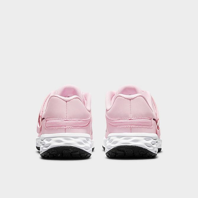 Left view of Girls' Little Kids' Nike Revolution 6 FlyEase Running Shoes in Pink Foam/Black Click to zoom