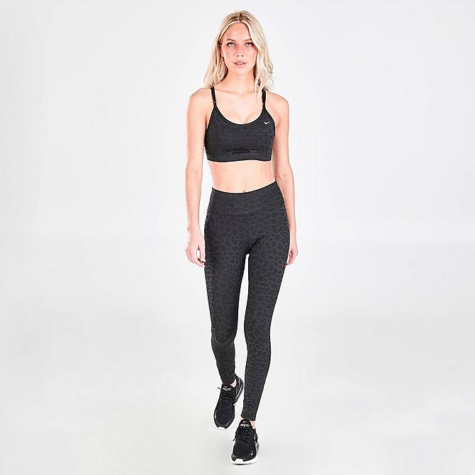 Front Three Quarter view of Women's Nike Dri-FIT Indy Light-Support Padded Sports Bra in Off Noir/Black/White Click to zoom