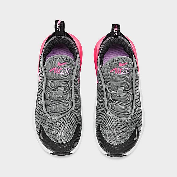 Back view of Girls' Toddler Nike Air Max 270 Casual Shoes in Smoke Grey/Hyper Pink/Black/White Click to zoom