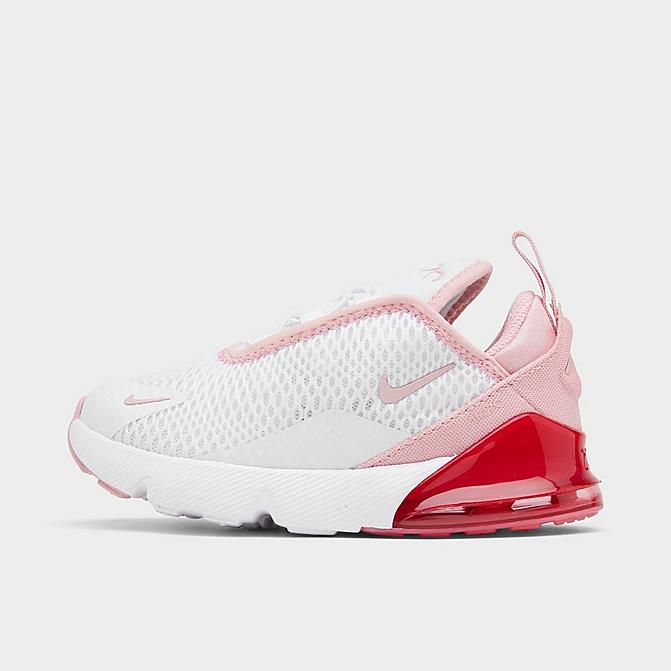 Right view of Girls' Toddler Nike Air Max 270 Casual Shoes in White/Pink Glaze/Pink Salt Click to zoom