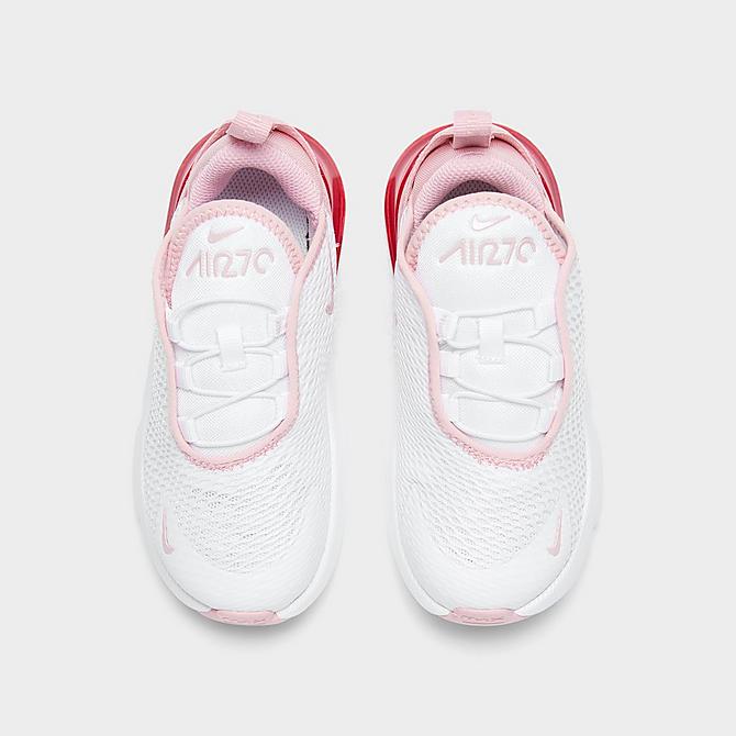 Back view of Girls' Toddler Nike Air Max 270 Casual Shoes in White/Pink Glaze/Pink Salt Click to zoom